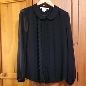 Studio M Black Scalloped Blouse